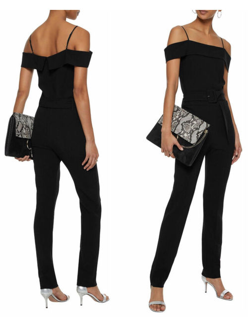 Theory Off the shoulder admiral crepe black jumpsuit NWT 00 $475.00