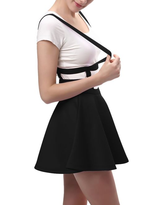 Urban CoCo Womens Elastic Waist Pleated Short Braces Skirt