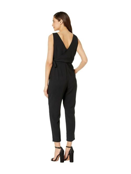 1.State Women's Black Wrap Front Tie Waist Soft Twill Jumpsuit Size 2 & 4 $119
