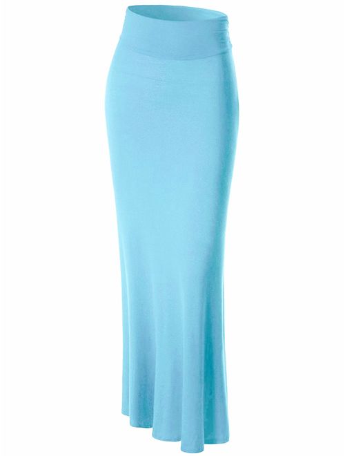 Made By Johnny Women's Solid Basic Lightweight Floor Length Maxi Lounge Skirt (S~3XL)