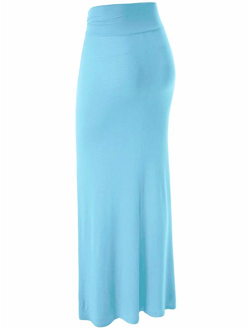Made By Johnny Women's Solid Basic Lightweight Floor Length Maxi Lounge Skirt (S~3XL)