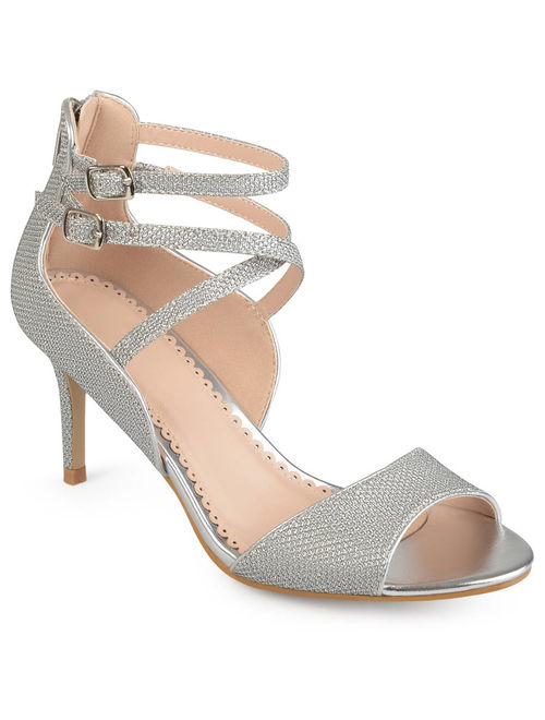 Brinley Co. Womens Open Toe Glitter Strappy Heels