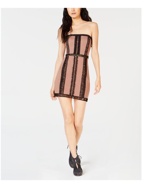 FREE PEOPLE Womens Brown Strapless Mini Cocktail Dress Size: 4