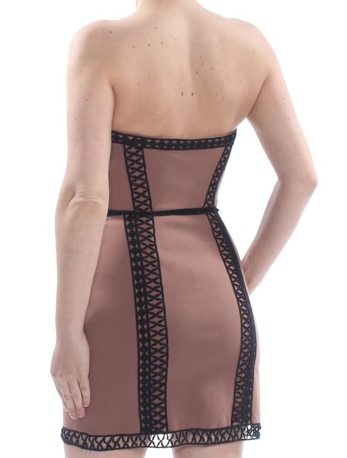 FREE PEOPLE Womens Brown Strapless Mini Cocktail Dress Size: 4