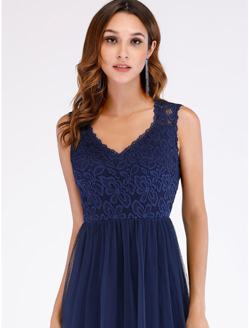 Ever-Pretty Womens Vintage Floral Lace Evening Cocktail Party Dresses for Women 75092 Navy Blue US06