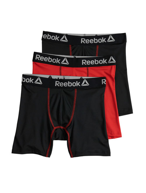 REEBOK Men Underwear 3 Pack Big and Tall Boxer Brief - 191 Red 3XL - Performance