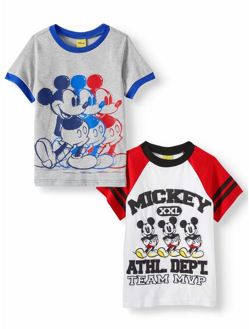Disney Mickey Mouse Short Sleeve T-Shirt, 2 Pack (Little Boys)