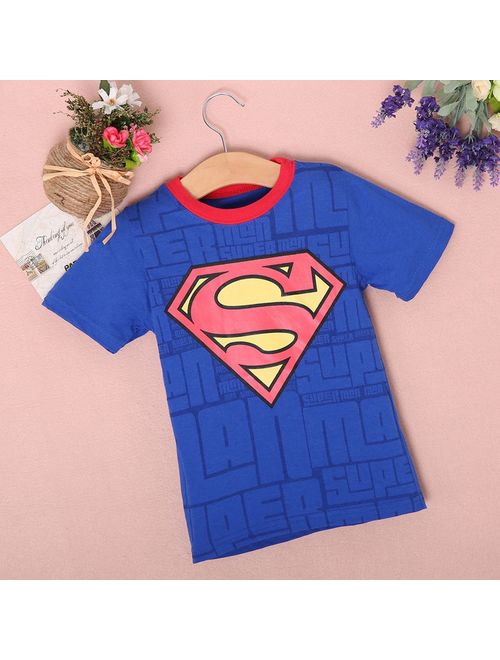 Canis 2-7Years Baby Boy Novelty Short Sleeve T-shirt Spiderman Superman Costume Tees Tops
