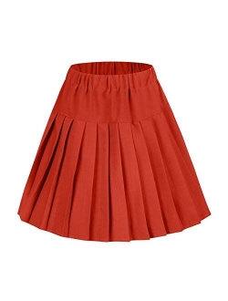 Women's Elastic Waist Tartan Knife Pleated School Skirt