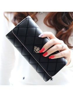 New Fashion Women Purse Wallet Long Card Holder Clutch Leather PU Wallets Crown