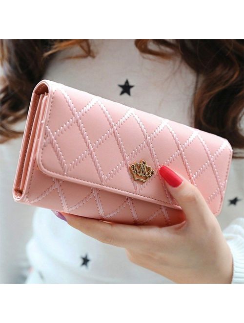 Canis New Fashion Women Purse Wallet Long Card Holder Clutch Leather PU Wallets Crown