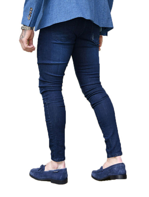 Men's Boho Stretch Ripped Skinny Jeans Distressed Slim Denim Jeggings
