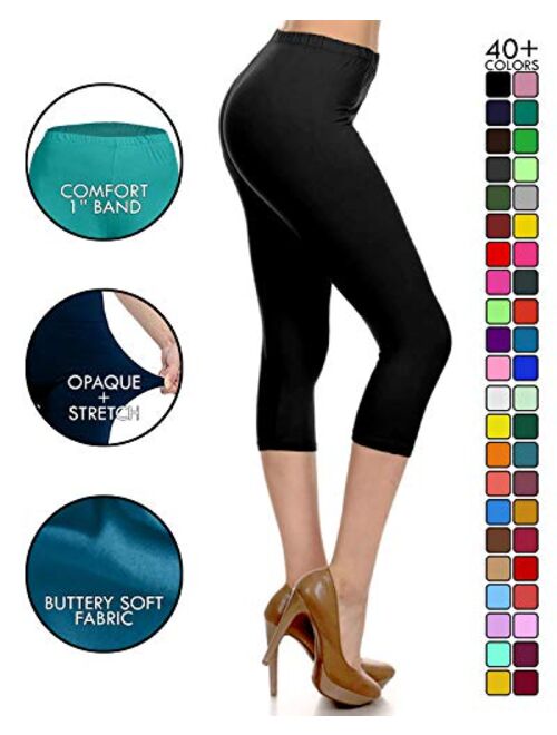 Leggings Depot High Waisted Capri Leggings - Soft & Slim - 37+ Colors