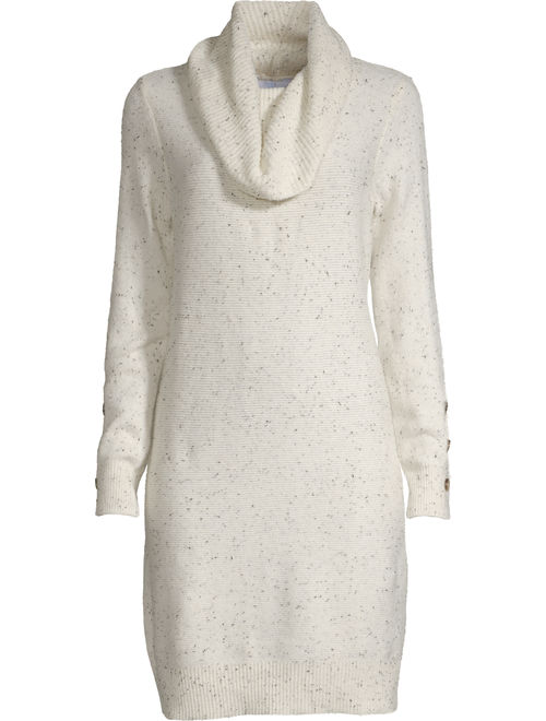 Time and Tru Cowl Neck Dress with Button Detail Women's