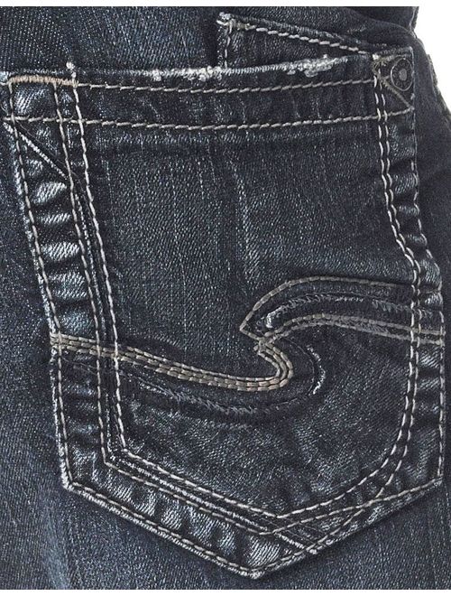 Silver Jeans Denim Mens Nash Straight Whiskered Dark Wash M22434SMC409