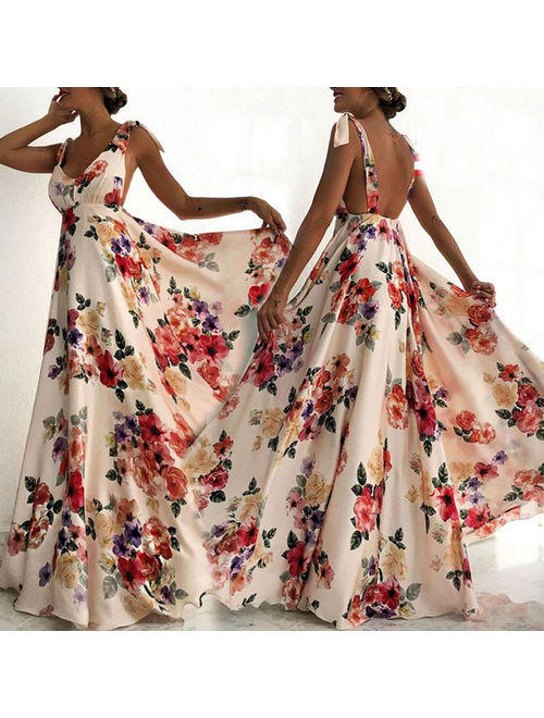 New Women Vintage Long Boho Maxi Dress Party Cocktail Dresses Summer Beach Dress Size XL