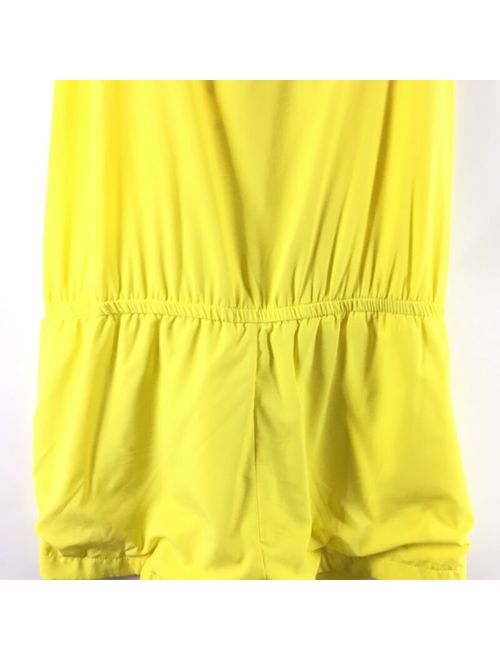 New Fabletics Womens Neema Bright Yellow Romper Shorts Size S Open Back $80