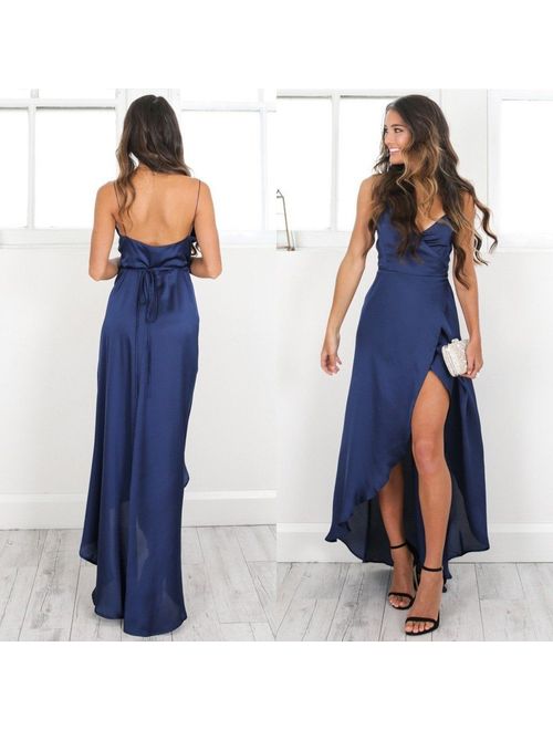 Women Formal V Bridesmaid Ball Prom Gown Evening Party Cocktail Long Maxi Dress