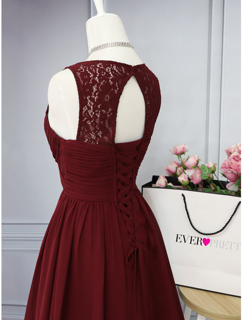 Ever-Pretty Womens Ruched Bust Corset Back Wedding Party Formal Evening Bridesmaid Dresses for Women 88712 Burgundy US4
