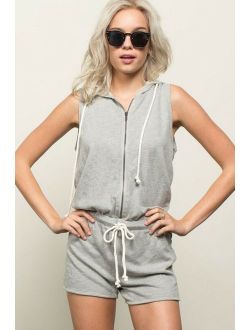 Womens Sleeveless Romper Hoodie French Terry Loungewear - POL Clothing