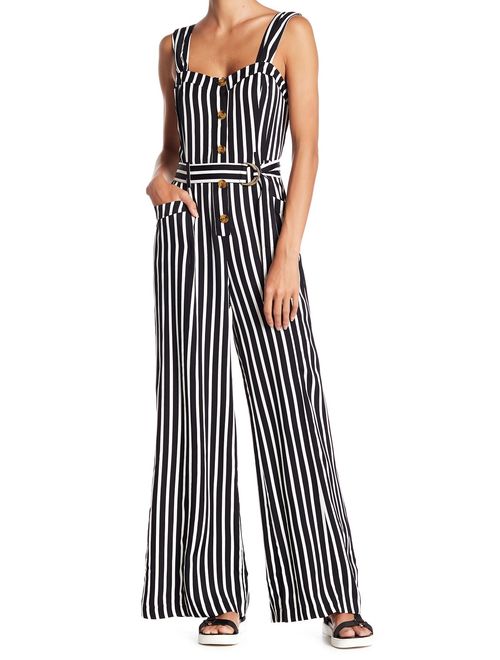 Free People White Womens City Girl Striped Jumpsuit 2