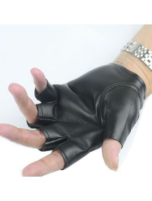 Canis Hot Mens Anti-skid Gloves Half Finger Fingerless Cycling Biker Sports Hip Hop Punk PU Leather Gloves