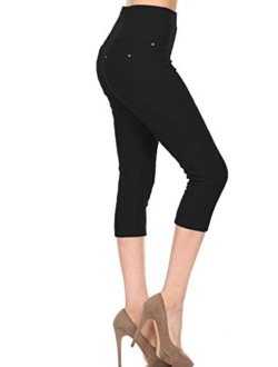 Women's Cotton Blend Stretch Pull-on Jeggings Casual Pants with Pockets (Available in Plus Size)