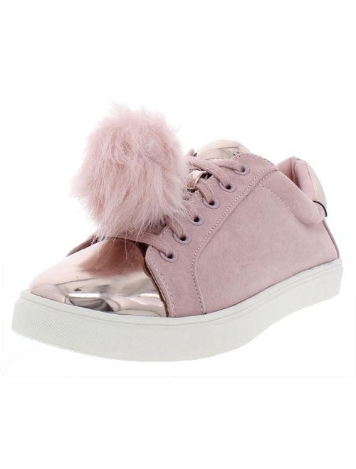 Material Girl Womens Zelda Faux Leather Pom Pom Fashion Sneakers