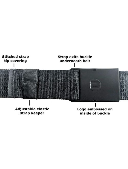 BESTA Men's Elastic Belt with Adjustable Buckle that Hides Excess Strap (Large, Black)