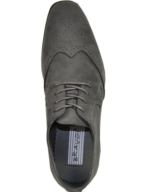 BRAVO/KING-3 Dress Shoe Classic Faux Suede Oxford Leather Lining Gray