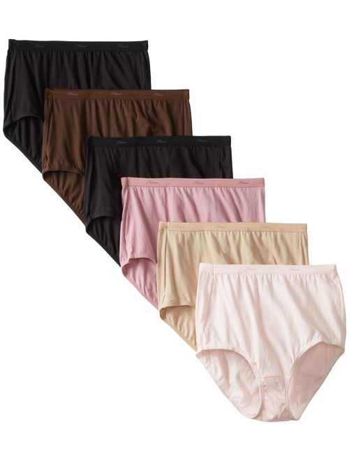 Hanes Women's Cool Comfort Cotton Stretch Wicking Brief Panties 6-Pack