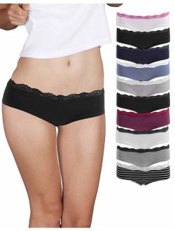 Emprella Womens Lace Underwear Hipster Panties Cotton-Spandex-10 Pack Colors and Patterns May Vary,Assorted