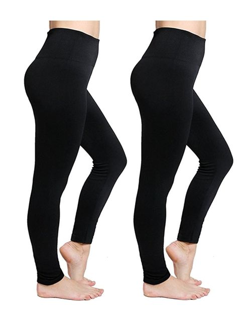 Regular/Plus Size Fleece Lined Leggings High Waisted Seamless Leggings Soft Stretchy Winter Warm Tummy Control Leggings