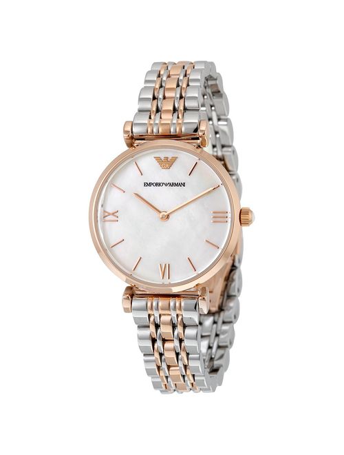 Emporio Armani Women's Retro Mother of Pearl Two-Tone Stainless Steel Watch AR1683
