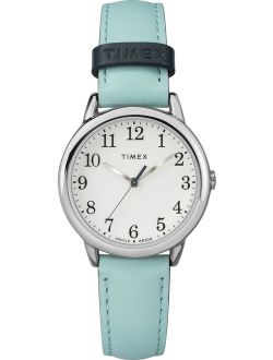 Women's Easy Reader Small Blue/Silver-Tone Watch, Leather Strap