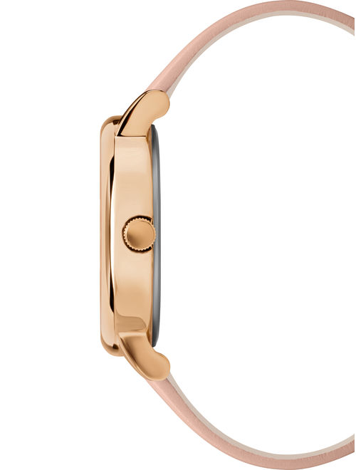 Timex Women's Metropolitan 34mm Blush/Rose Gold-Tone Watch, Leather Strap