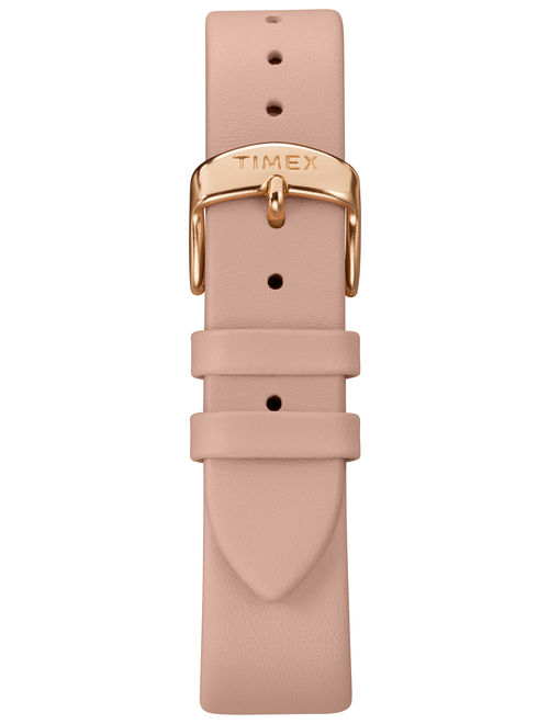 Timex Women's Metropolitan 34mm Blush/Rose Gold-Tone Watch, Leather Strap