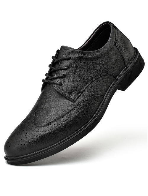 Dress Shoes for Men Genuine Leather Lace-Up Oxford Wingtip Cap-Toe Formal Shoes for Business