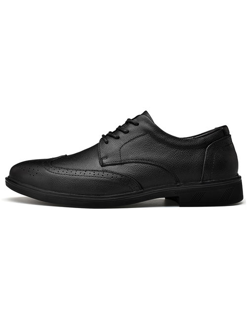 Dress Shoes for Men Genuine Leather Lace-Up Oxford Wingtip Cap-Toe Formal Shoes for Business