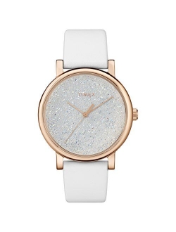 Women's Crystal Opulence Blue/Gold Watch, Leather Strap