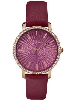 Women's Metropolitan Starlight 34mm Burgundy/Gold-Tone Watch, Leather Strap