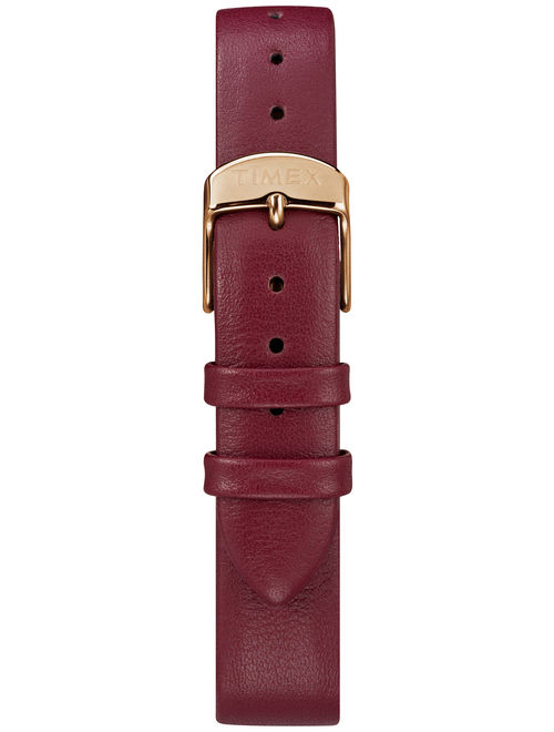 Timex Women's Metropolitan Starlight 34mm Burgundy/Gold-Tone Watch, Leather Strap