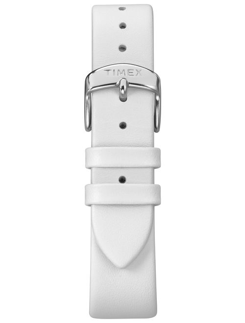 Timex Women's Crystal Bloom White/Silver Floral Watch, Leather Strap