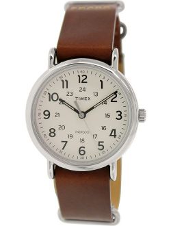 Weekender 40 Watch, Brown Double-Layered Leather Slip-Thru Strap