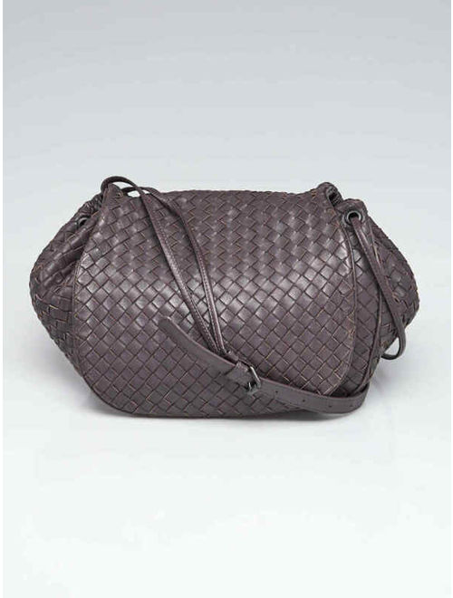 Bottega Veneta Grey Intrecciato Woven Nappa Leather Crossbody Messenger Bag