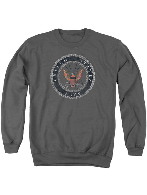 Navy Rough Emblem Nautical Rope And Chain US Navy Adult Crewneck Sweatshirt