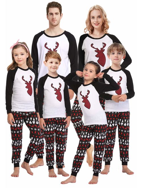 Matching Family Christmas Pajamas Boys Girls Deer Pjs Toddler Kids Children Sleepwear Women Men Pyjamas