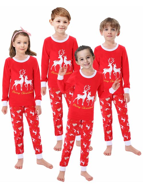 Matching Family Christmas Pajamas Boys Girls Elk Pjs Toddler Kids Children Sleepwear Baby Clothes Pyjamas Women XS