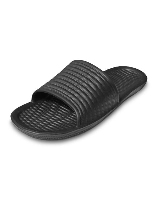 Men's Black Poolside Slip On Spa Slide Shower Sandals (S)