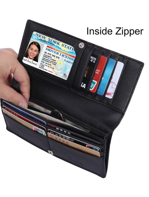 Lavemi RFID Blocking Ultra Slim Real Leather Credit Card Holder Clutch Wallets for Women
